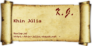 Khin Júlia névjegykártya
